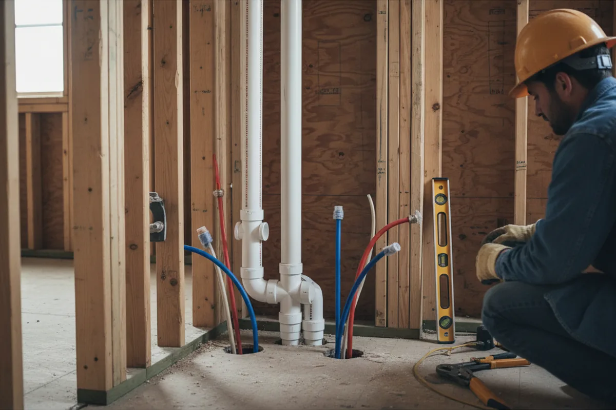 Drain and supply rough-in during Drain Cleaning in Phyllis